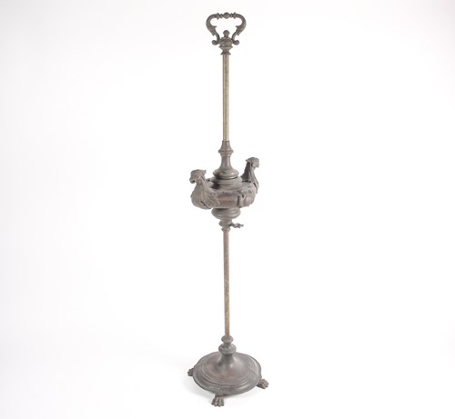 Lot 184 - A 19th-century brass oil standard lamp with...
