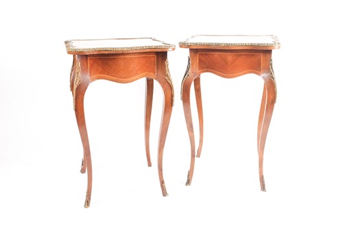Lot 131 - A pair of kingwood tables, with brass mounts...