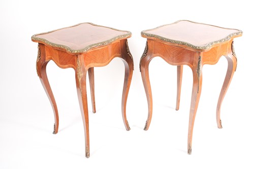 Lot 131 - A pair of kingwood tables, with brass mounts...