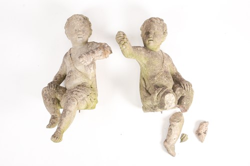 Lot 209 - A pair of composite stone garden statues,...