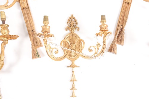 Lot 149 - Assorted sets of ormolu and brass wall sconces,...