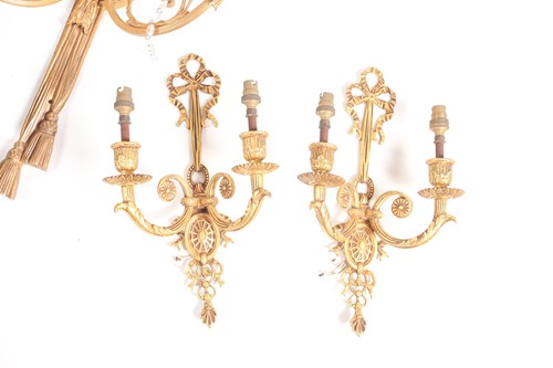 Lot 149 - Assorted sets of ormolu and brass wall sconces,...