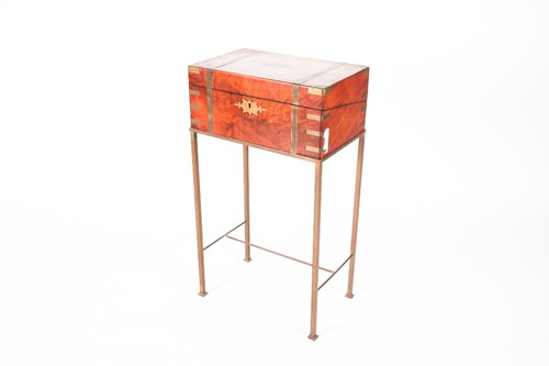 Lot 234 - A Victorian brass banded mahogany writing box...