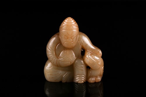 Lot 301 - A Chinese jade figure group, carved as a...