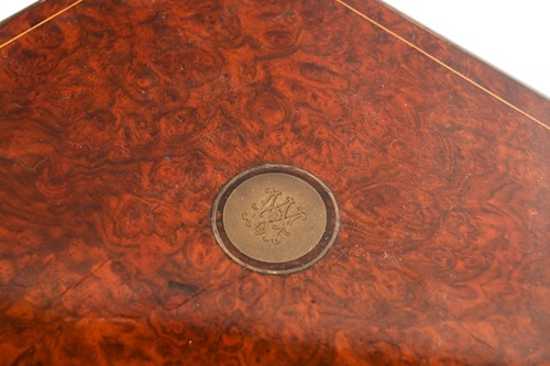 Lot 188 - A 19th century burr walnut dressing table box,...