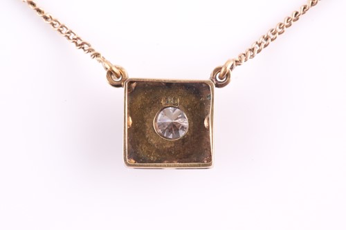 Lot 100 - A single stone diamond pendant, the round...
