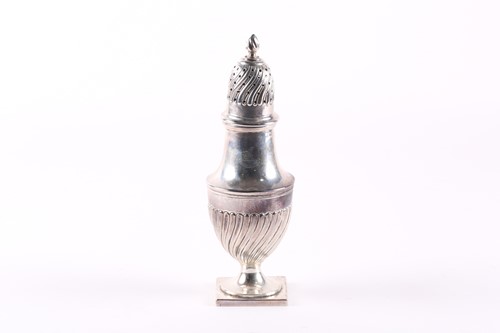 Lot 348 - A Victorian silver urn form sugar caster....