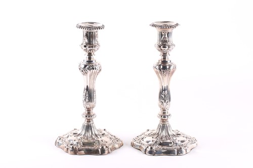 Lot 423 - A pair of silver George IV table candlesticks....