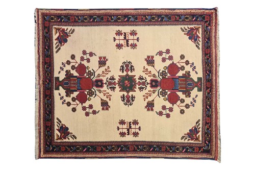 Lot 110 - A 20th century ivory ground Afshar small rug....