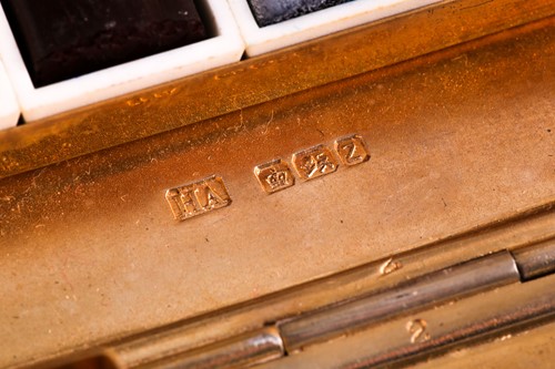 Lot 414 - An unusual silver paint box; rectangular with...