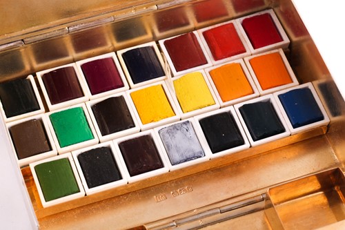 Lot 414 - An unusual silver paint box; rectangular with...