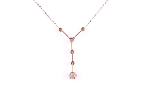 Lot 233 - A six stone diamond drop pendant, composed of...