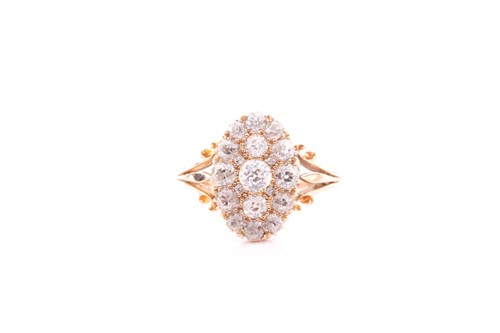 Lot 198 - A Victorian diamond cluster ring; the oval...