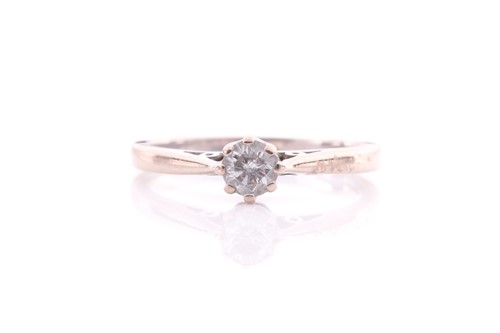 Lot 143 - A single stone diamond ring, the round...