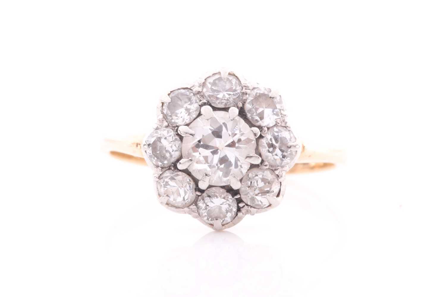Lot 172 - A diamond cluster ring; the principal old...