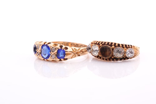 Lot 210 - Two antique paste rings; one set with three...