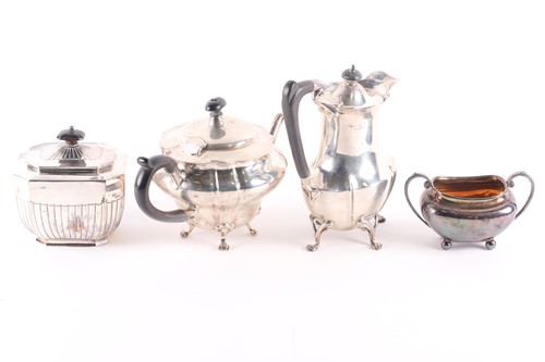 Lot 377 - A 20th century matched three-piece silver tea...