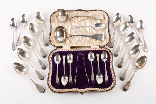 Lot 376 - A set of ten George IV silver fiddle and...