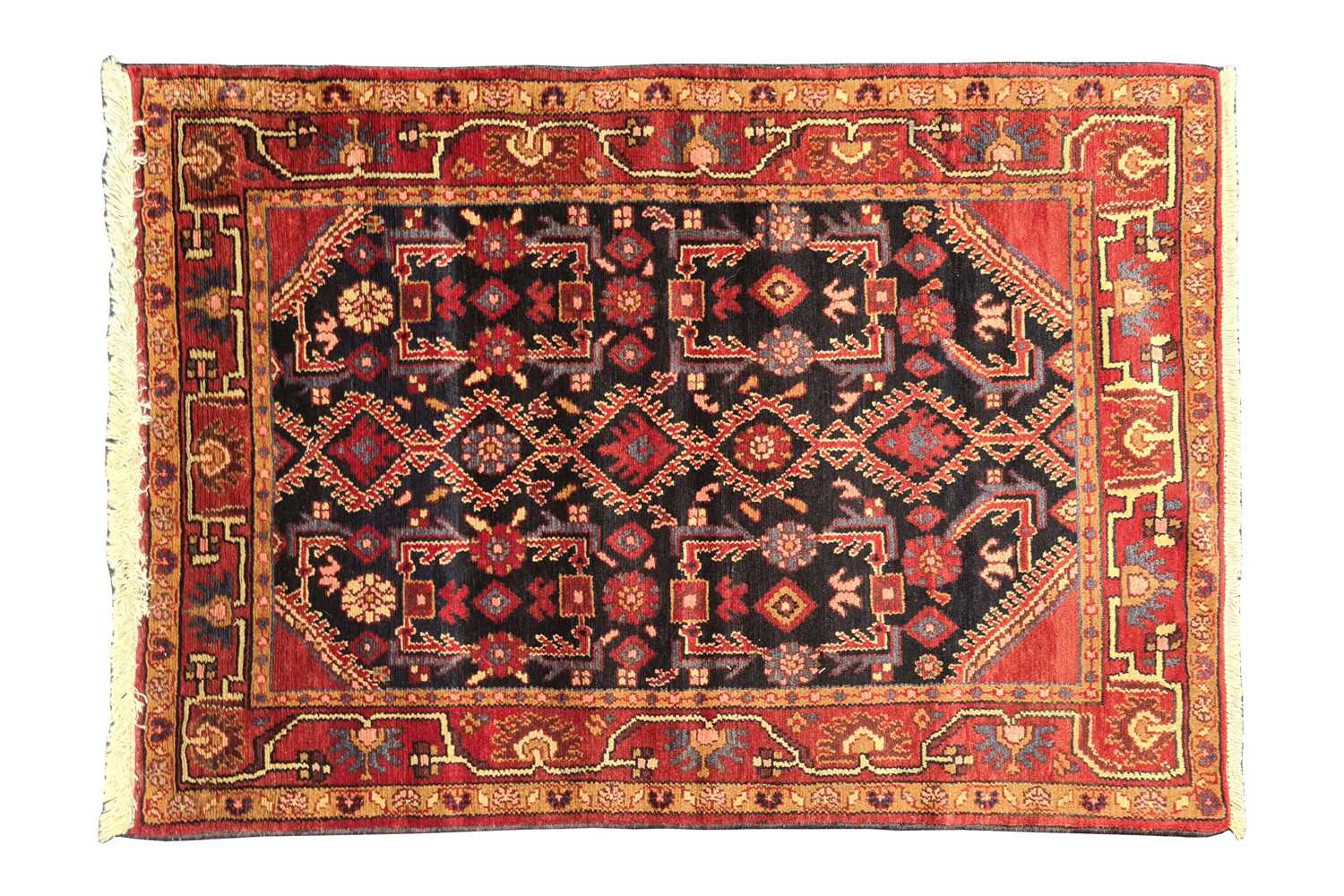 Lot 111 - A 20th century dark blue ground Hamadan rug....