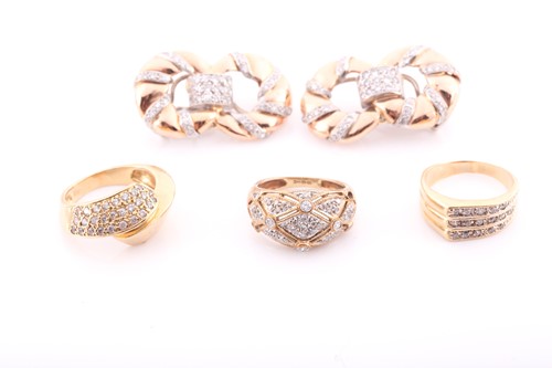 Lot 272 - A pair of 18ct rose gold and diamond double...