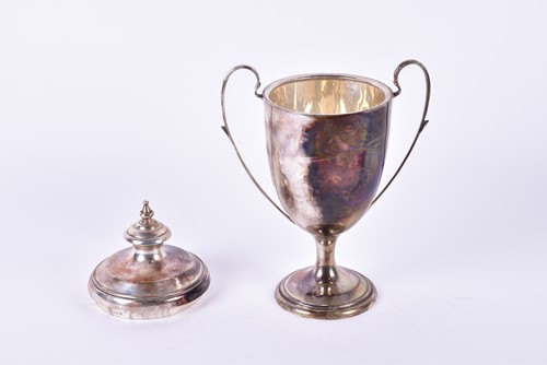 Lot 419 - A 1920s silver two-handled trophy cup and...