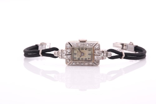 Lot 256 - An Art Deco ladies diamond cocktail watch, by...