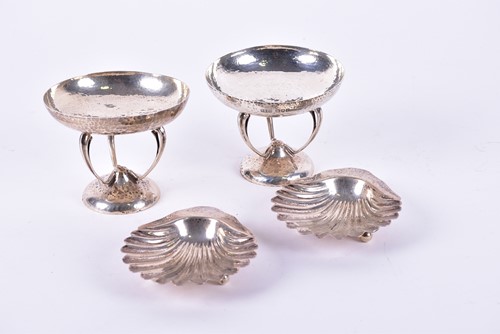 Lot 381 - A pair of Arts & Crafts style silver circular...