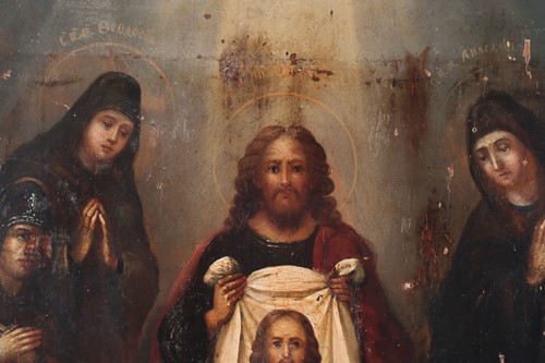 Lot 179 - A large 19th century painted icon on wood,...