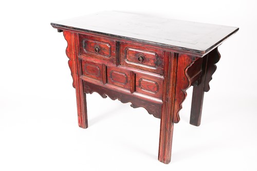 Lot 120 - A 20th century stained and lacquered elm altar...