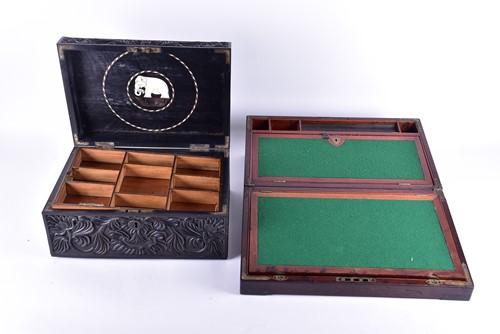 Lot 244 - A  late 19th century Ceylonese ivory inlaid...