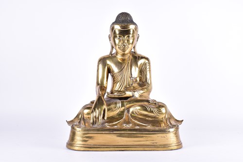 Lot 126 - A large Chinese gilt-bronze figure of Buddha,...