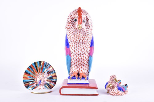 Lot 134 - A large Herend porcelain figure of an owl...
