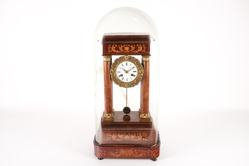 Lot 206 - A French Charles X  rosewood portico clock...