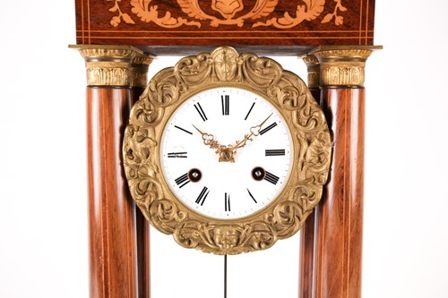 Lot 206 - A French Charles X rosewood portico clock...