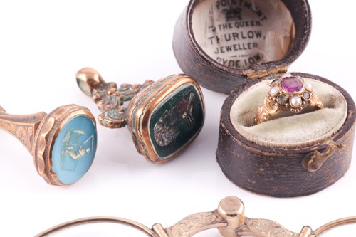 Lot 7 - A 19th century yellow gold and gem-set ring,...