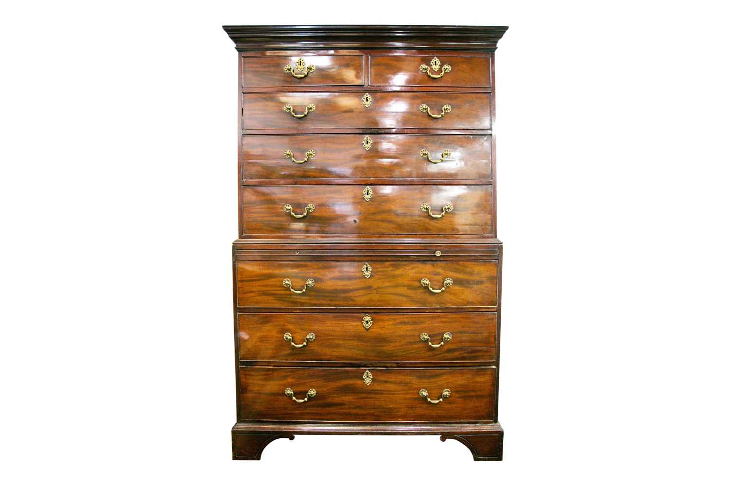 Lot 83 - A George III mahogany chest on chest, the...