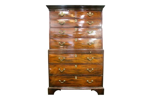 Lot 83 - A George III mahogany chest on chest, the...