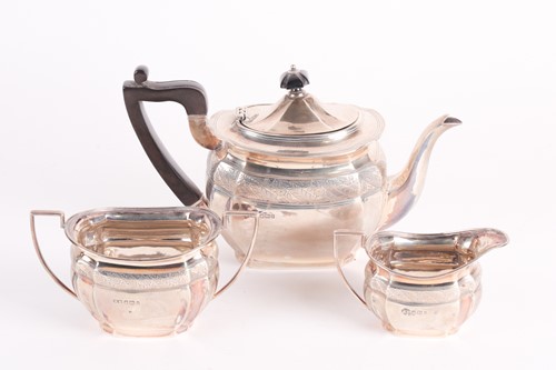 Lot 320 - An Edwardian three-piece silver tea set....