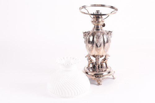 Lot 365 - A 19th-century silver plated through draft oil...