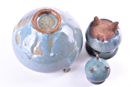 Lot 126 - Two Chinese jun ware censers and a two earred...