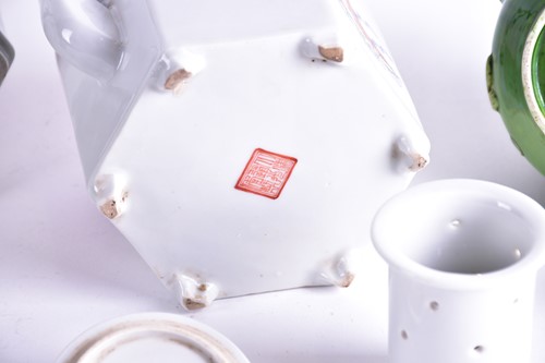 Lot 145 - A Chinese porcelain Wu Shang Pu teapot, Qing,...