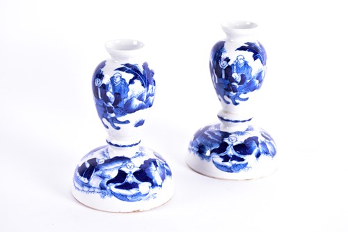 Lot 134 - A pair of Chinese blue & white baluster form...