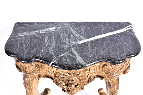 Lot 144 - An Italian giltwood console table with marble...