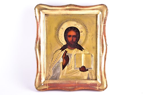 Lot 214 - A Greek icon, depicting Christ the Pantocrator,...