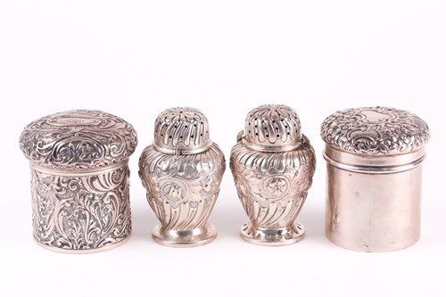 Lot 317 - A pair of late Victorian silver baluster sugar...