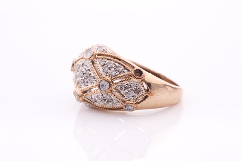 Lot 100 - A 9ct yellow gold and diamond ring, the...