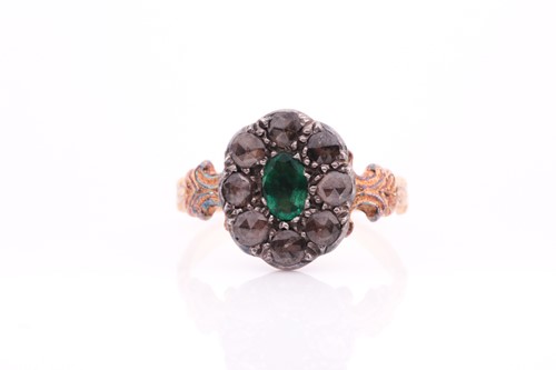 Lot 79 - A 19th century diamond and emerald ring, set...