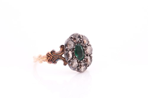 Lot 79 - A 19th century diamond and emerald ring, set...