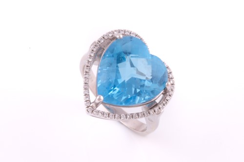Lot 199 - A blue topaz and diamond heart-shaped cluster...
