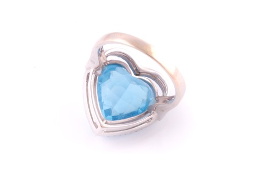 Lot 199 - A blue topaz and diamond heart-shaped cluster...